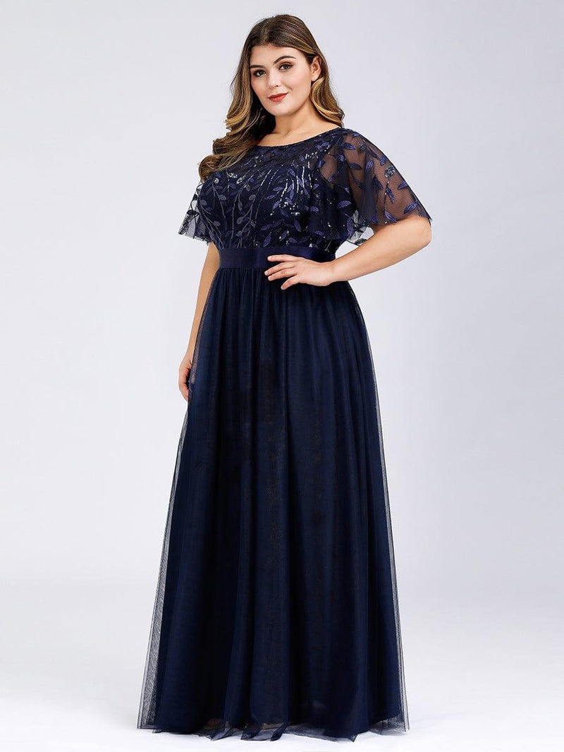 pretty SAPHIR|Plus Size Women's Embroidery Bridesmaid Dress with Short Sleeve