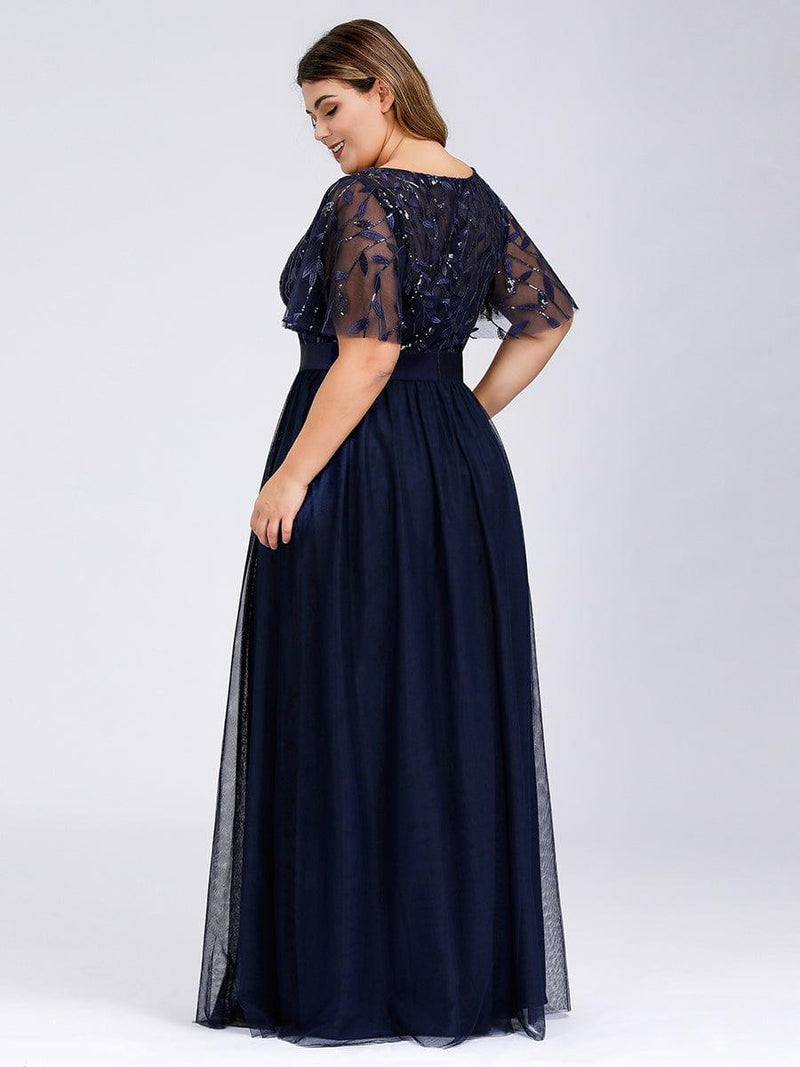 pretty SAPHIR|Plus Size Women's Embroidery Bridesmaid Dress with Short Sleeve