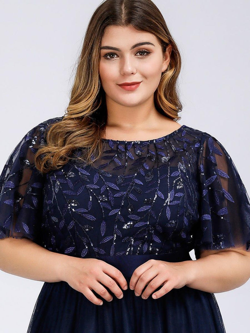 pretty SAPHIR|Plus Size Women's Embroidery Bridesmaid Dress with Short Sleeve