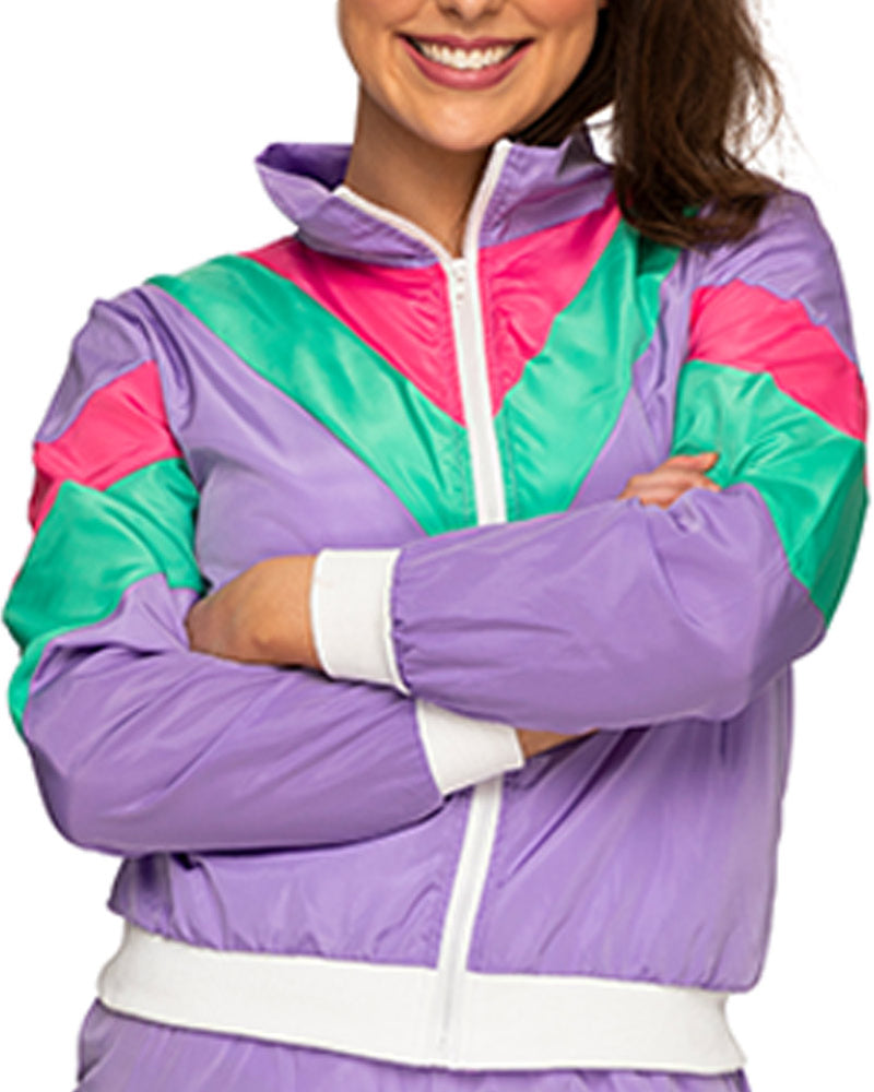 80s Purple Tracksuit Womens Plus Size Costume
