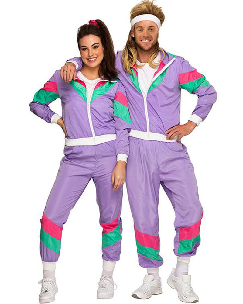 80s Purple Tracksuit Womens Plus Size Costume