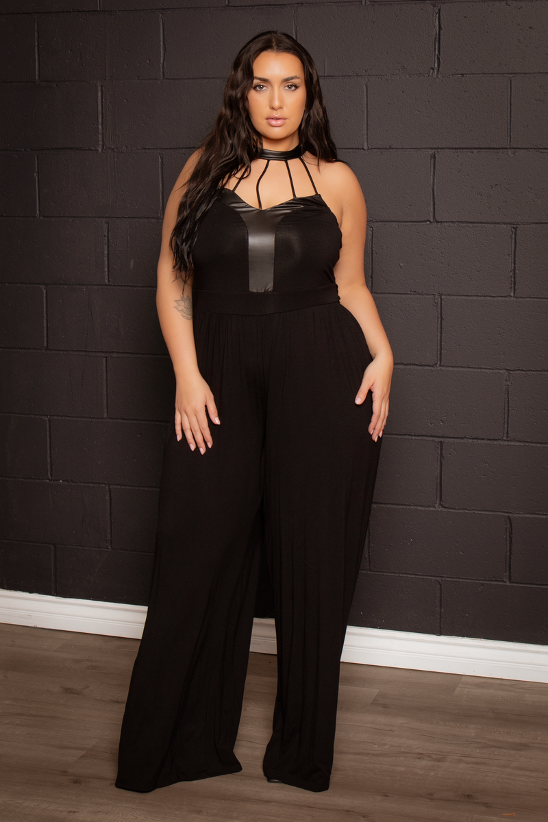 Plus Size Althea Halter Jumpsuit  - Black