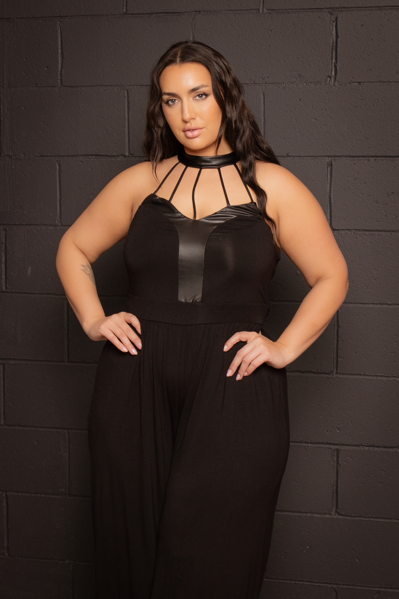 Plus Size Althea Halter Jumpsuit  - Black