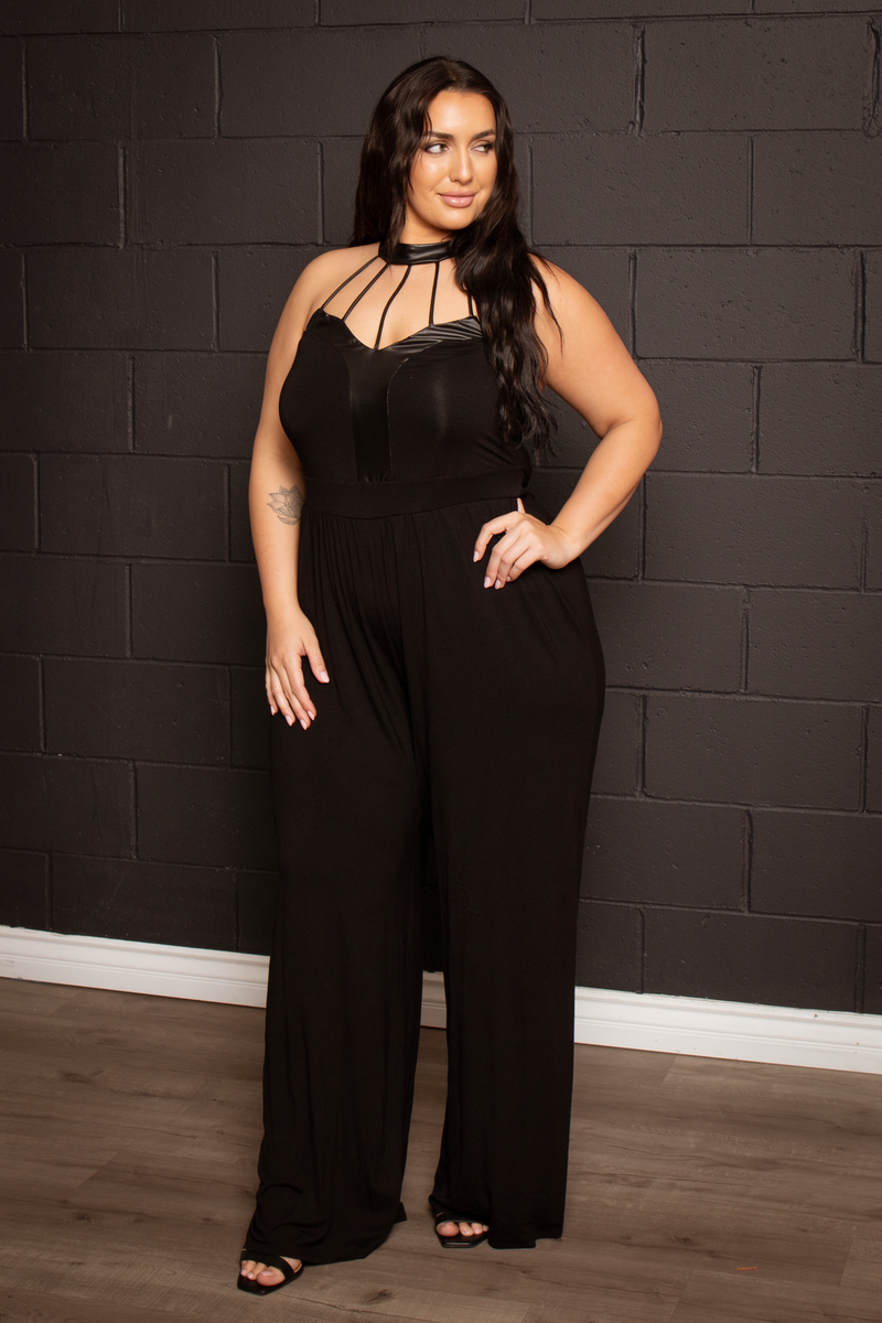 Plus Size Althea Halter Jumpsuit  - Black