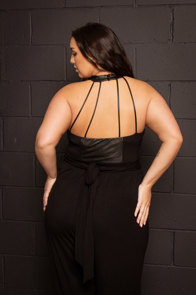 Plus Size Althea Halter Jumpsuit  - Black