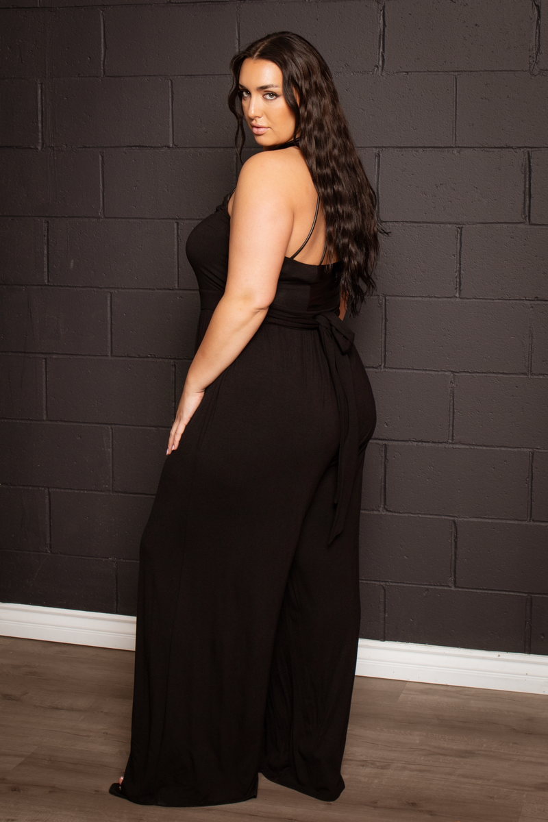 Plus Size Althea Halter Jumpsuit  - Black