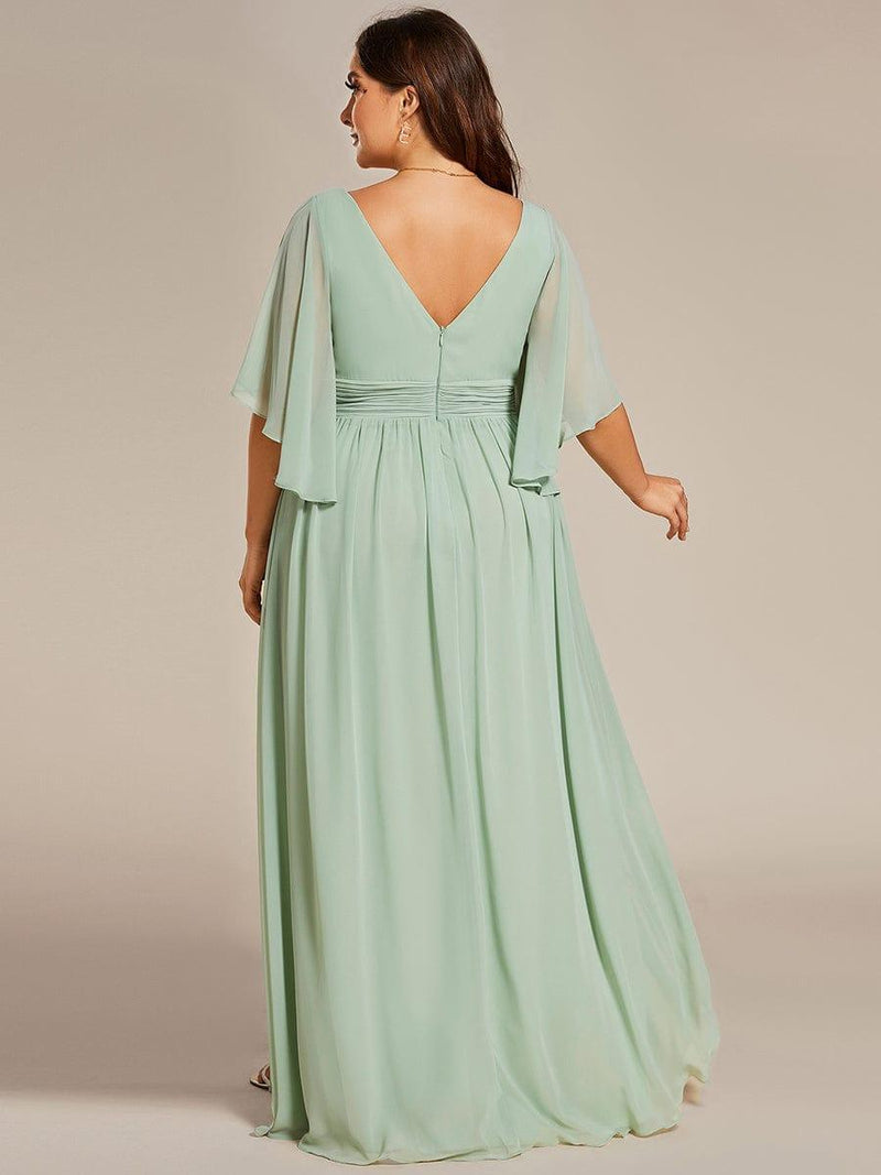 pretty ELYAN|Plus Size V-Neck A-Line Chiffon Bridesmaid Dress