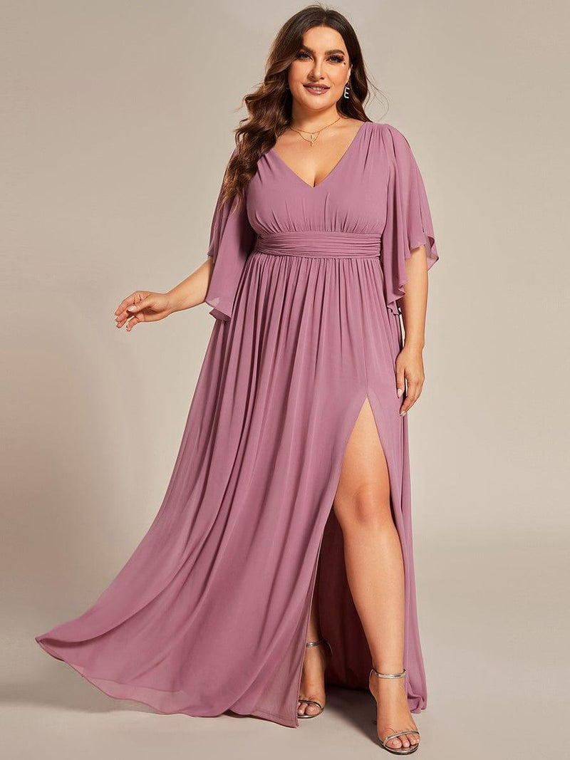 pretty ELYAN|Plus Size V-Neck A-Line Chiffon Bridesmaid Dress