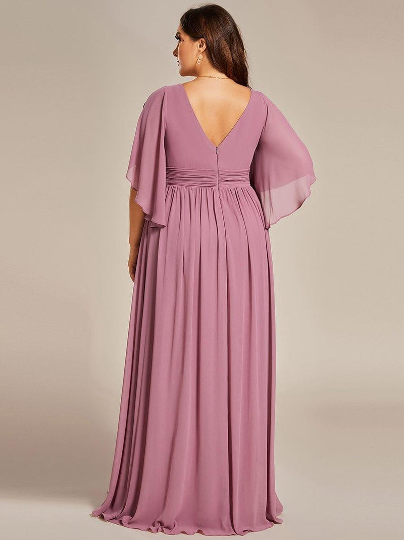 pretty ELYAN|Plus Size V-Neck A-Line Chiffon Bridesmaid Dress