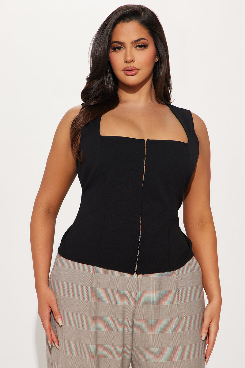 Tiana Corset Vest Top - Black