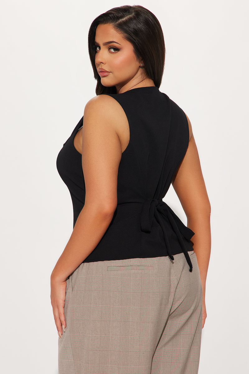 Tiana Corset Vest Top - Black