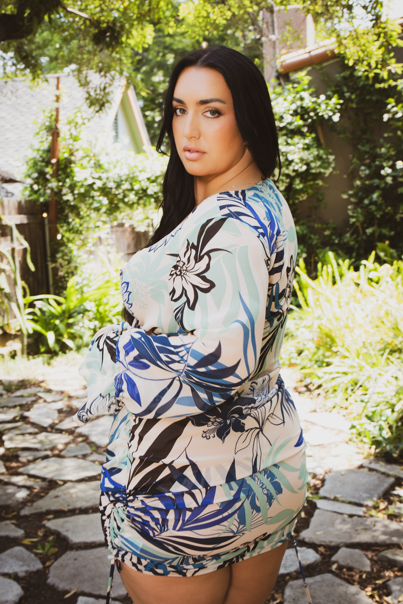 Plus Size Tropic Tease Sheer Cover Up- Multi
