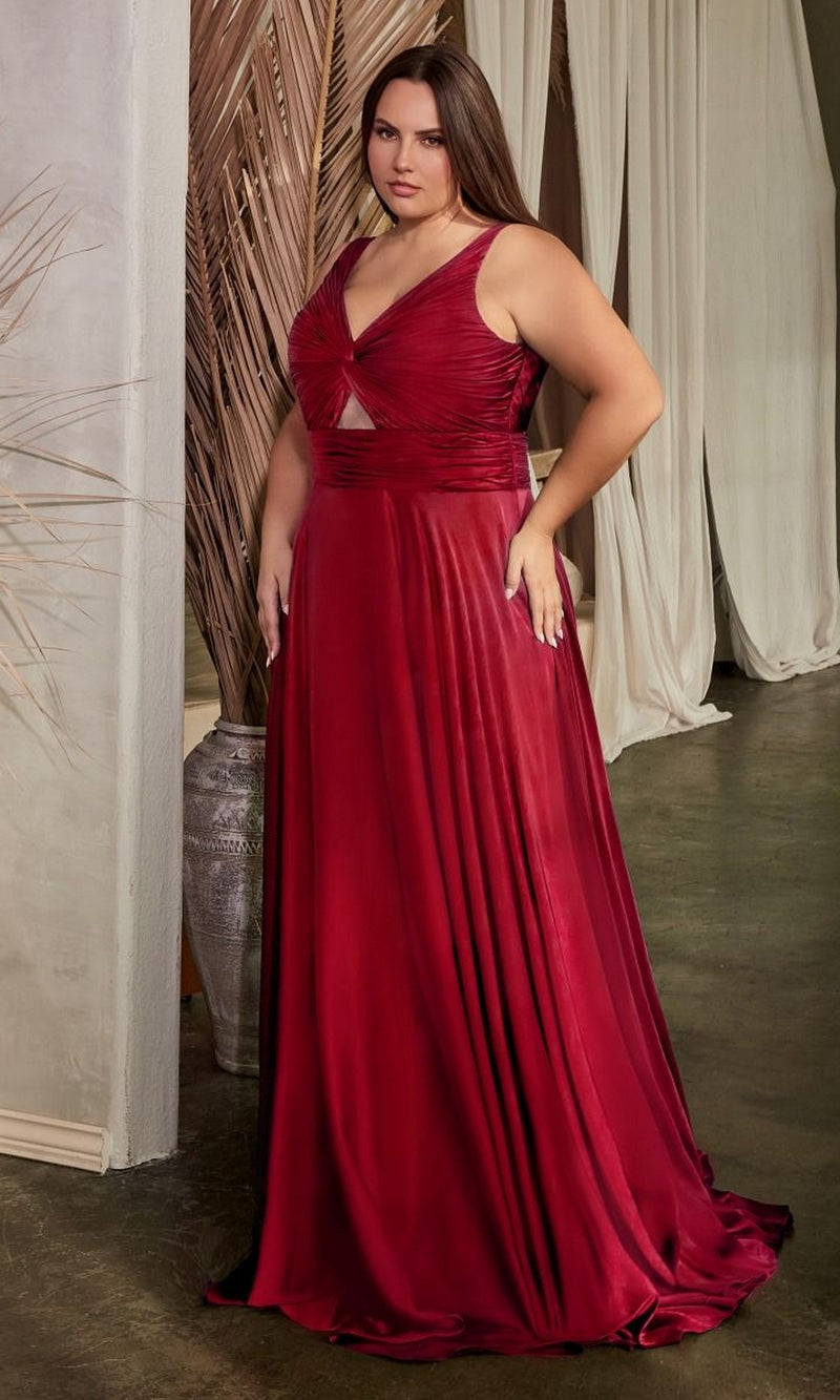 Twist-Front Long Plus-Size Prom Dress 7497C