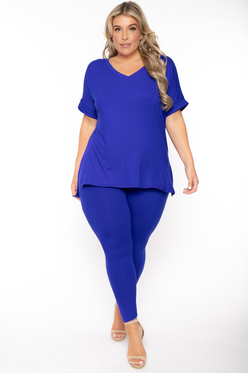 Plus Size Lexa Tee And Legging Pant Set - Royal Blue