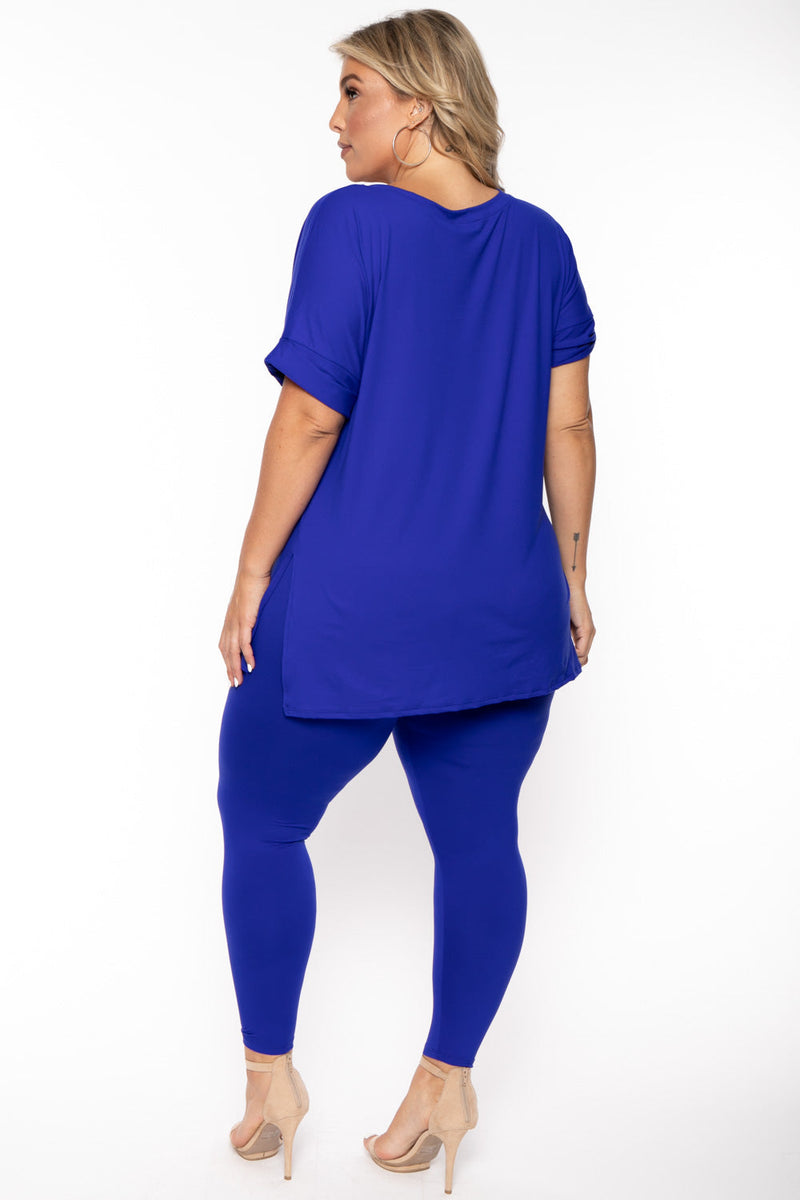 Plus Size Lexa Tee And Legging Pant Set - Royal Blue
