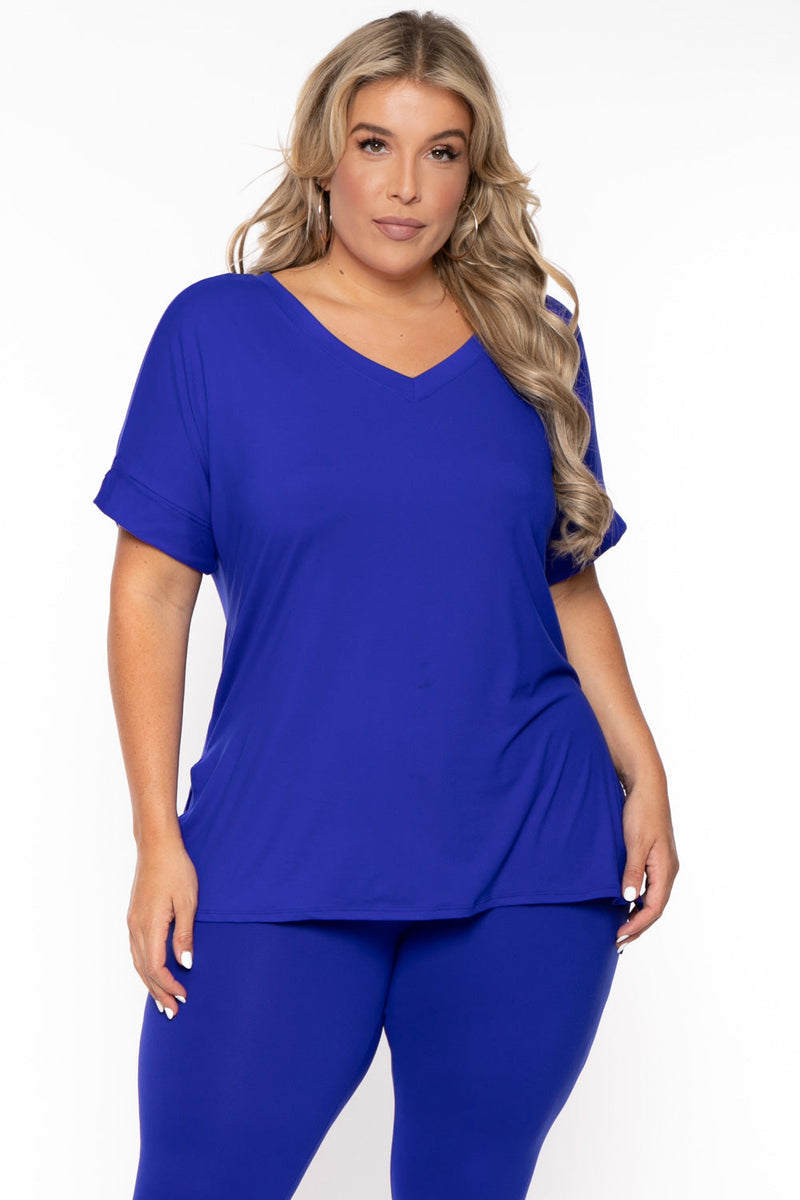 Plus Size Lexa Tee And Legging Pant Set - Royal Blue