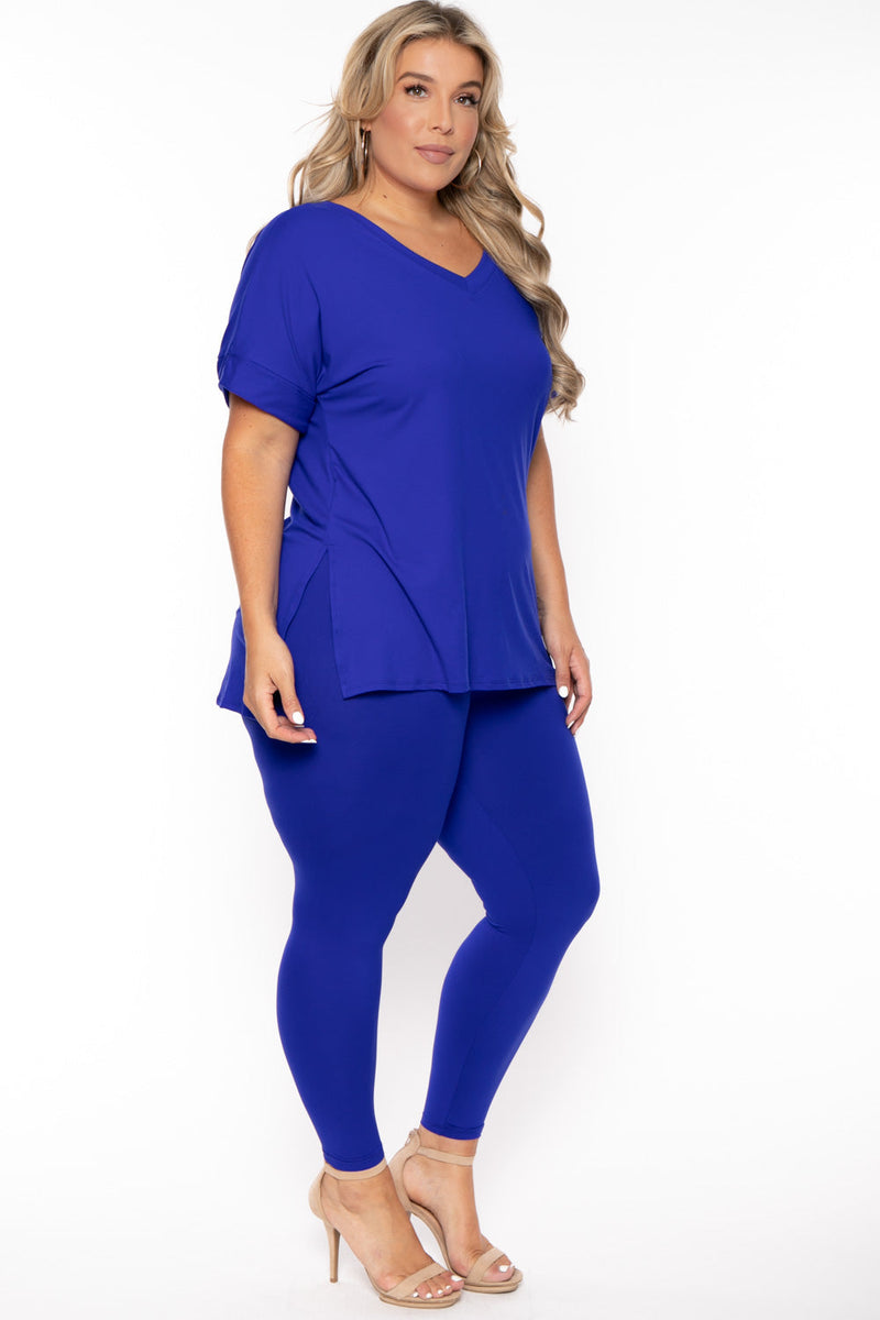 Plus Size Lexa Tee And Legging Pant Set - Royal Blue