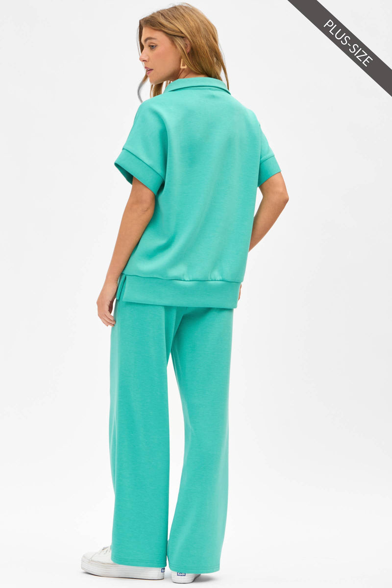 PLUS SIZE Quarter Zip + Pants Modal Set
