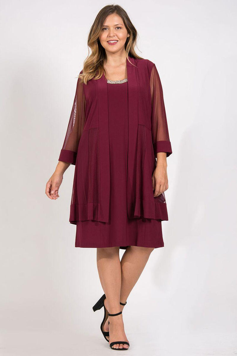 R&M Richards 8442W Short Mother Of The Bride Plus Size Dress