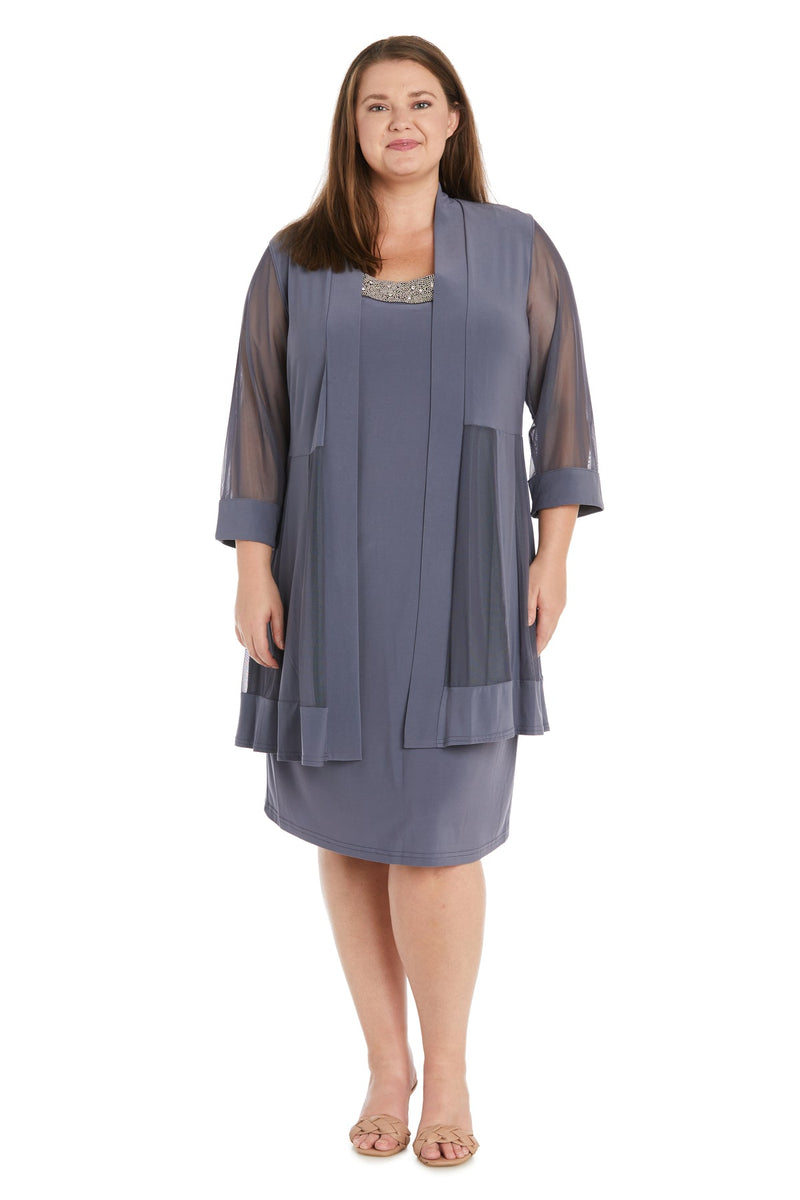 R&M Richards 8442W Short Mother Of The Bride Plus Size Dress