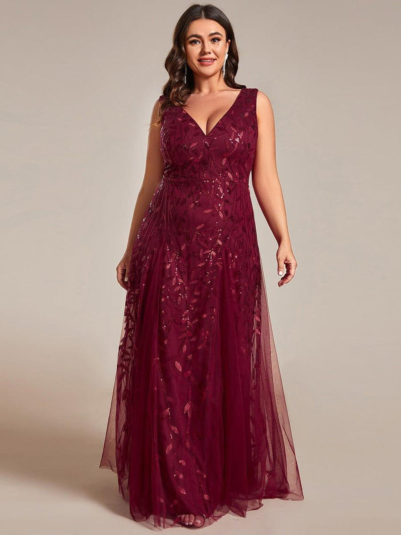 pretty ZOEY|Plus Size Sleeveless V-Neck Sequined A-Line Evening Dresses