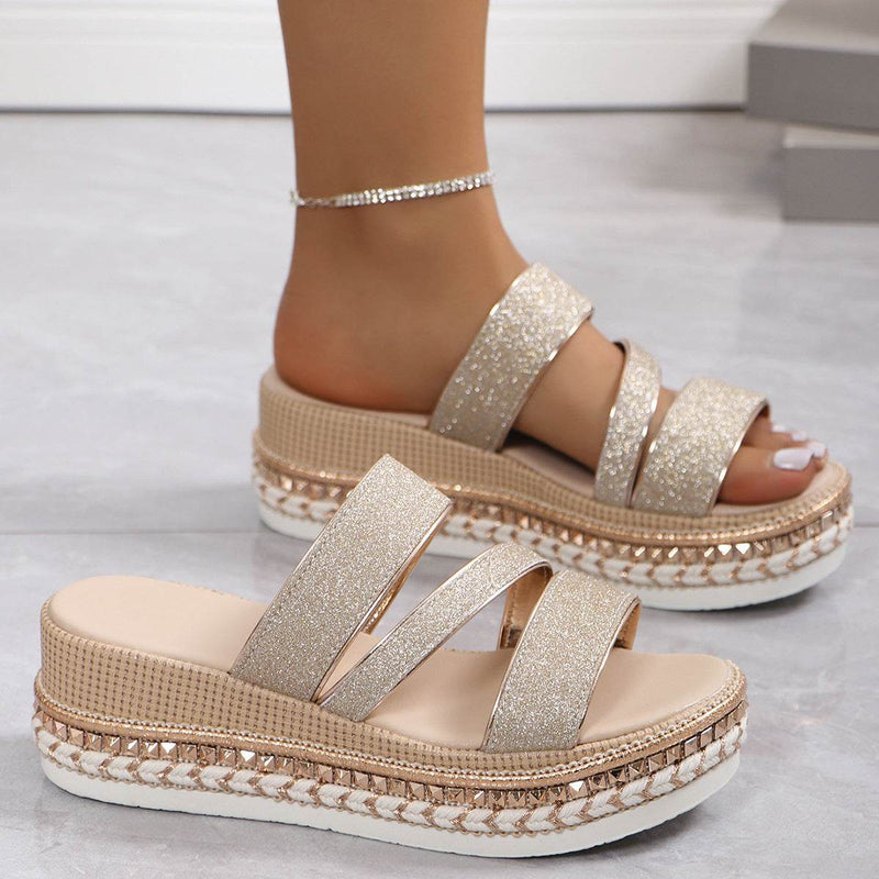 Plus Size Peep Toe Wedge Sandals for Women - Stylish Buckle Design