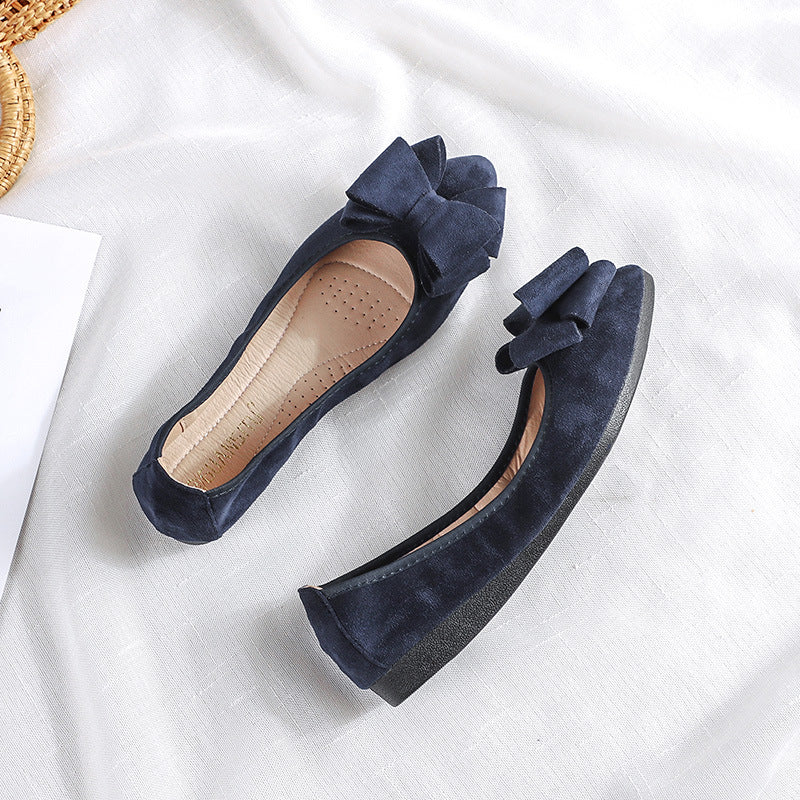 Plus Size Bow Pointed Flats (35-45)