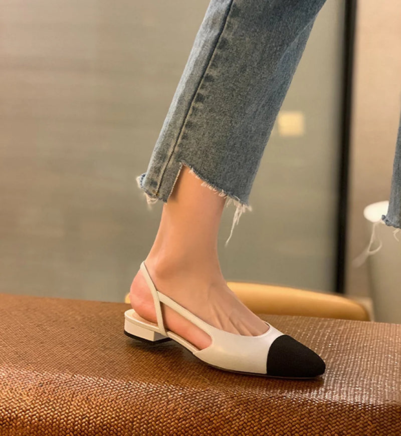 Plus Size 34-43 Women's Shoes Patchwork Design Sandals Summer Fashion Shallow Sandals Genuine Leather Women's Shoes
