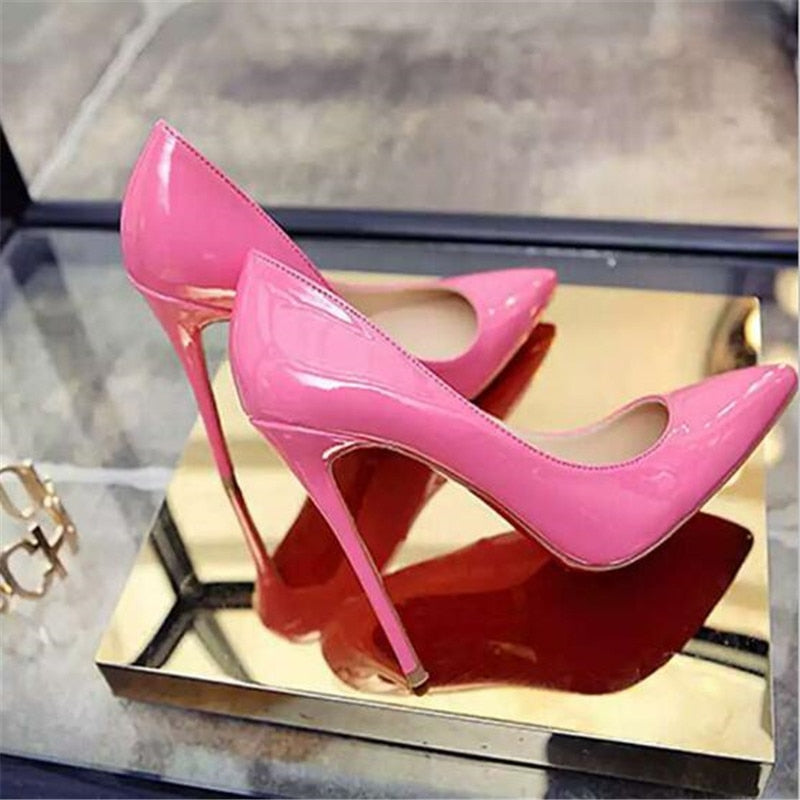 Plus Size 34-44 HOT Damenschuhe Pointed Toe Pumps Lackleder  High Heels Bootsschuhe Hochzeitsschuhe Zapatos Mujer