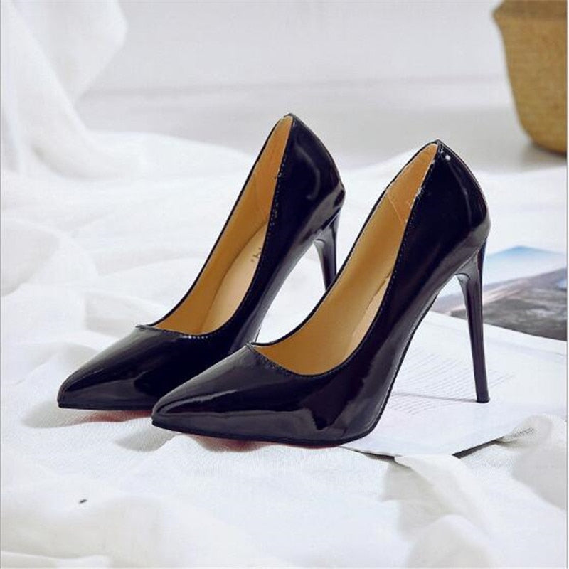 Plus Size 34-44 HOT Damenschuhe Pointed Toe Pumps Lackleder  High Heels Bootsschuhe Hochzeitsschuhe Zapatos Mujer