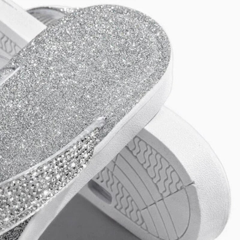 Women Flip Flop Slippers Slides Bling Rhinestone Ladies Shoes Casual Summer Flat Female Crystal Glitter Woman Plus Size 2023