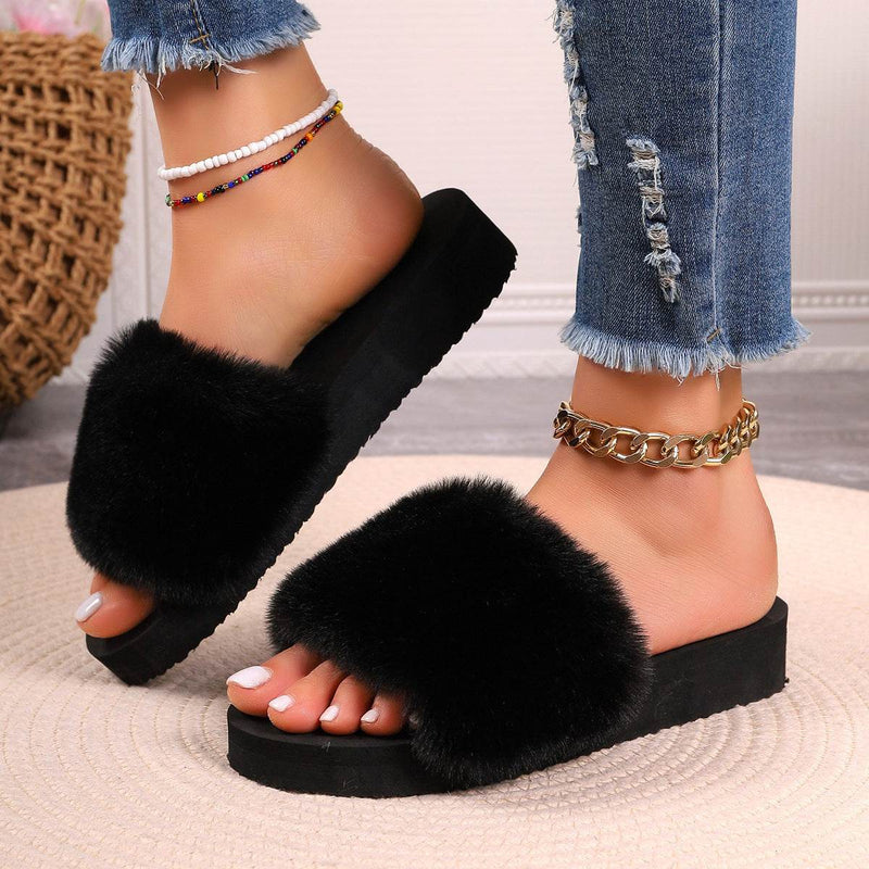Buycenter Women's Plus Size Thick Bottom Slippers - Super Soft Velvet