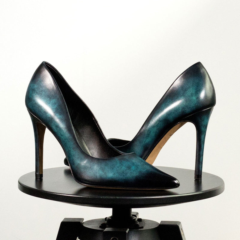 Women's Florence Pointed Toe Heels Patina Leather Wide Plus Size 5863