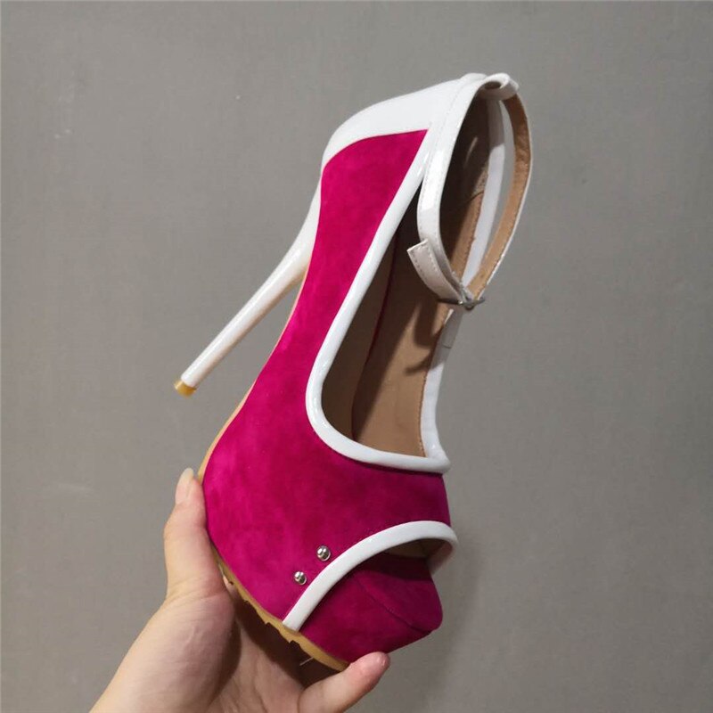 Scarlet -  Pink & White Drag Queen Platform Pumps - Plus Size