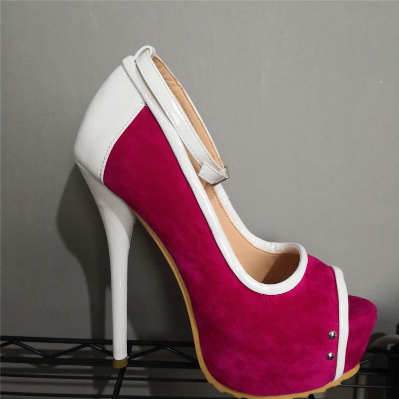 Scarlet -  Pink & White Drag Queen Platform Pumps - Plus Size