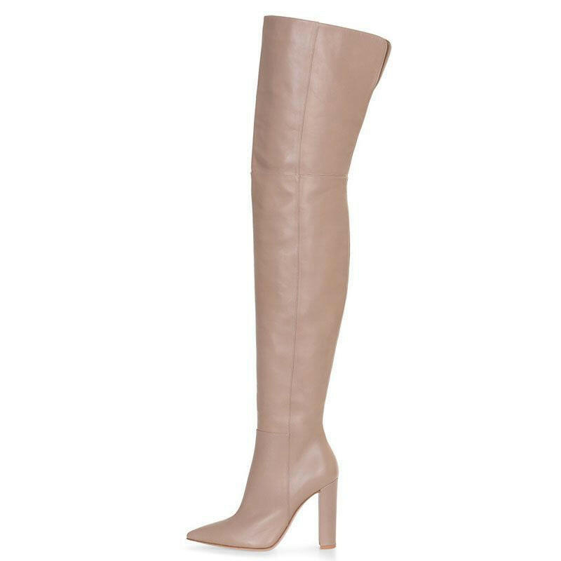 Women's Plus Size Pointed Snakeskin High Over-The-Knee Boots