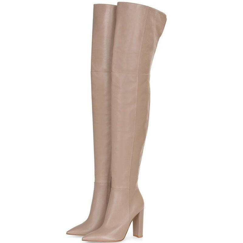 Women's Plus Size Pointed Snakeskin High Over-The-Knee Boots