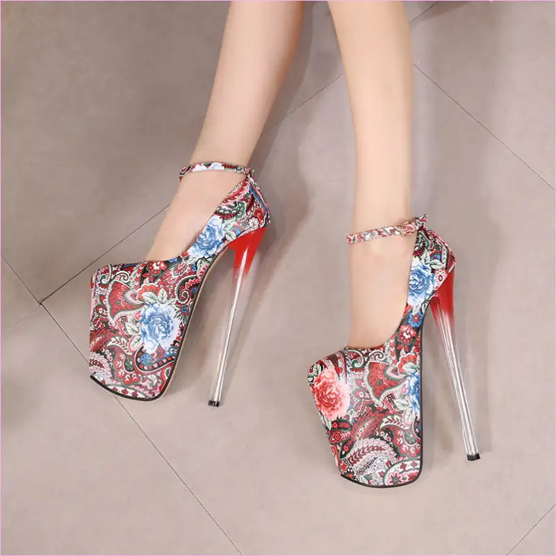 Paisley Style Print Drag Queen Heels Platform Heels