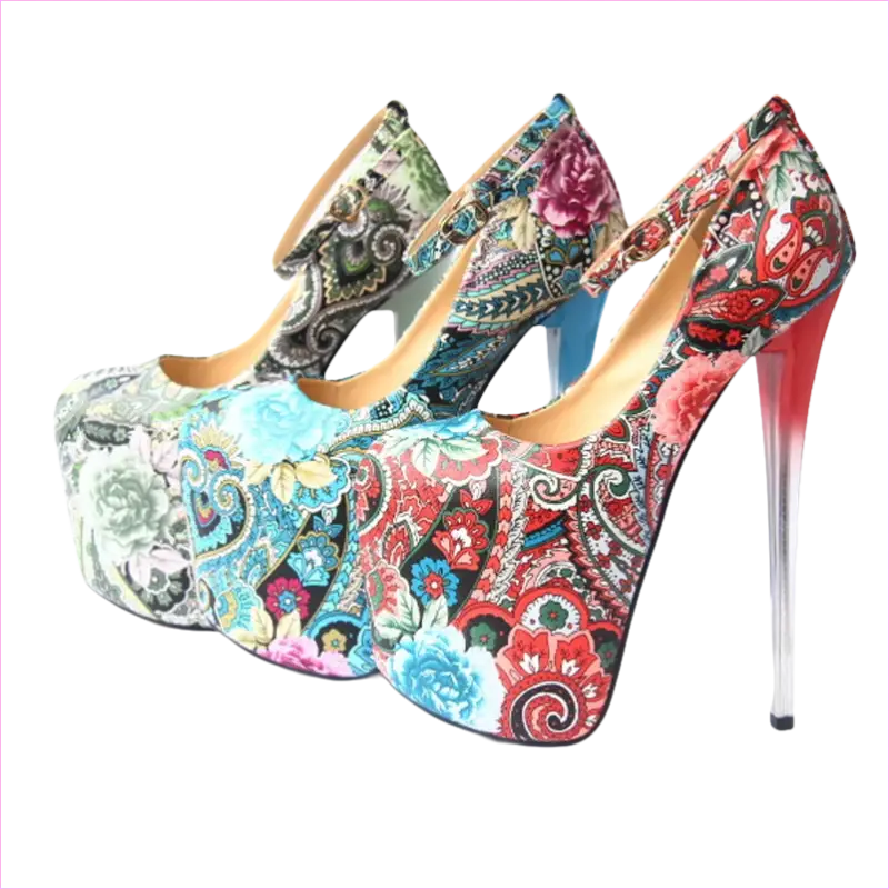 Paisley Style Print Drag Queen Heels Platform Heels