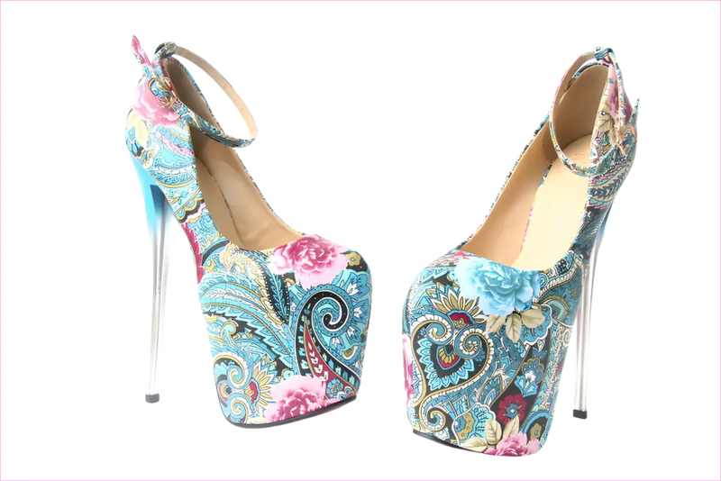 Paisley Style Print Drag Queen Heels Platform Heels
