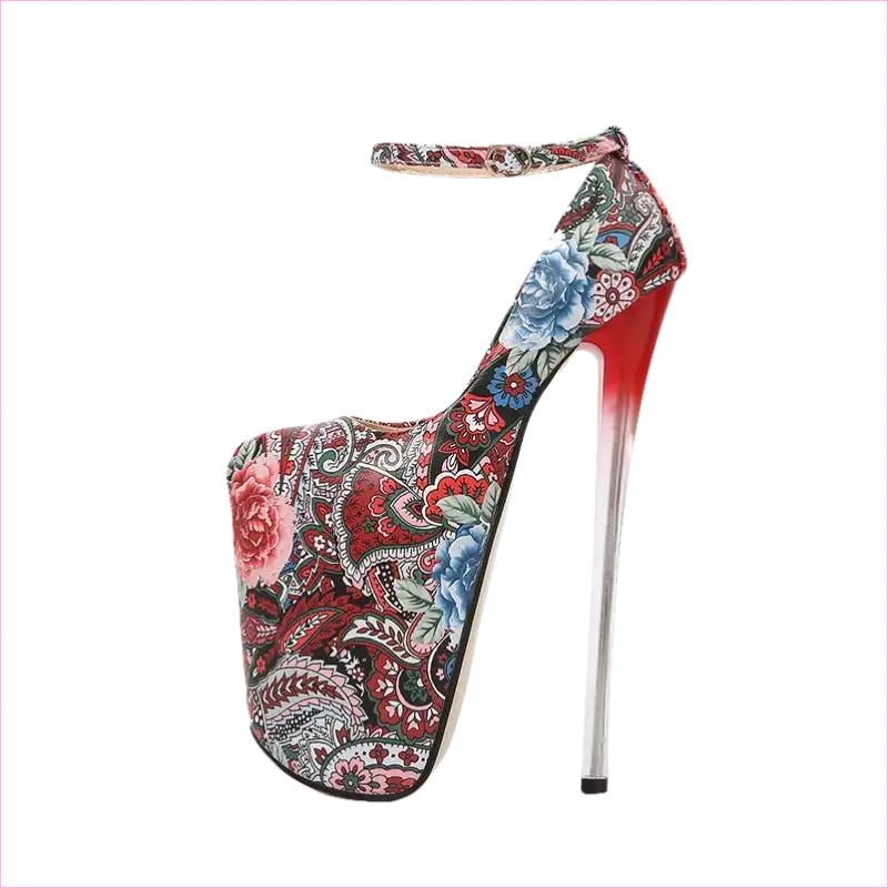 Paisley Style Print Drag Queen Heels Platform Heels