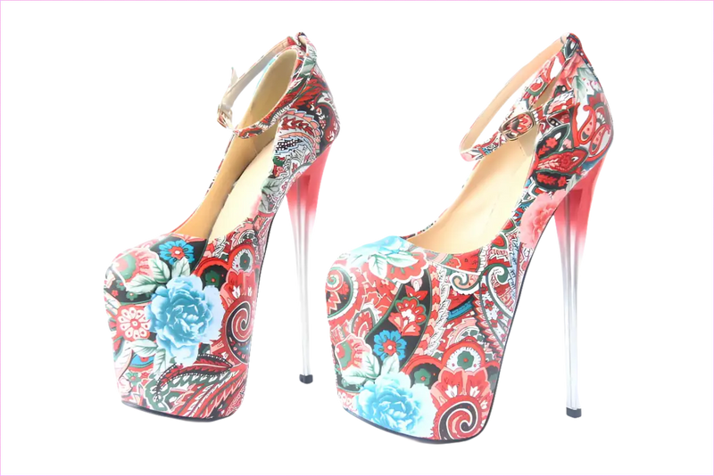 Paisley Style Print Drag Queen Heels Platform Heels