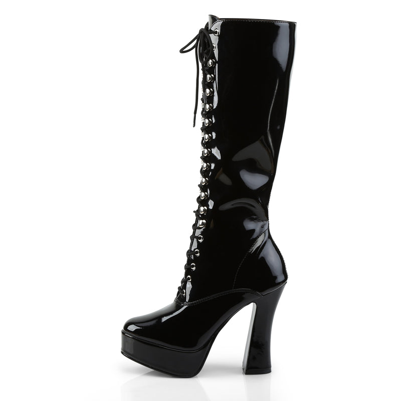 Pleaser Electra-2020 Black Patent Knee High Boots