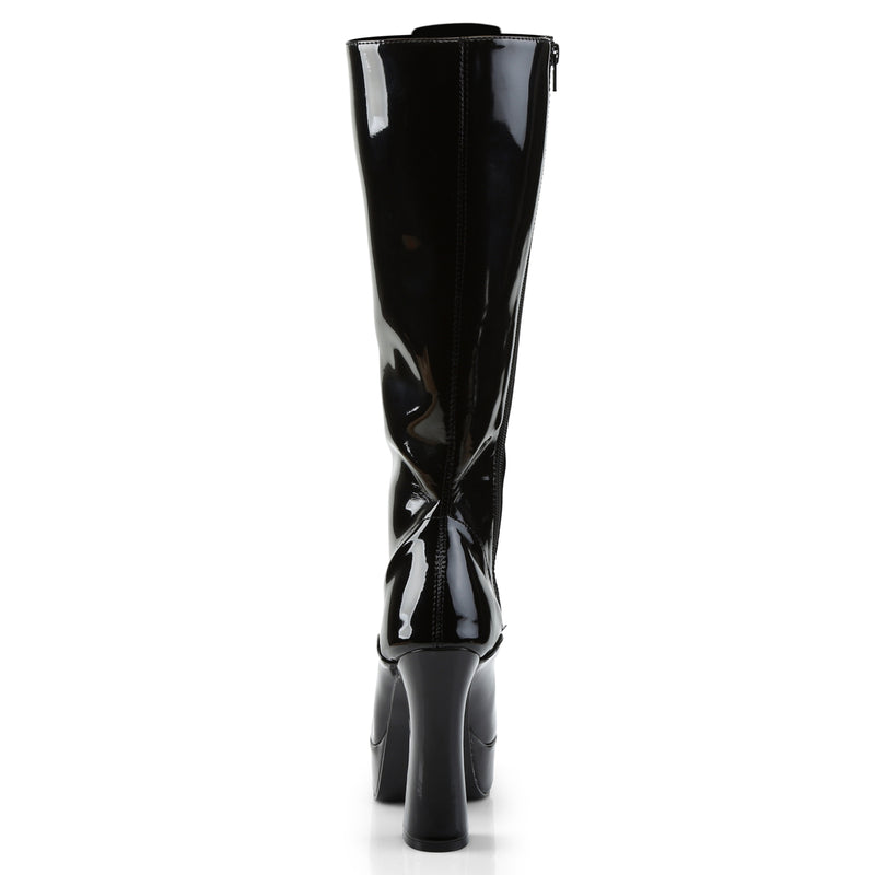Pleaser Electra-2020 Black Patent Knee High Boots