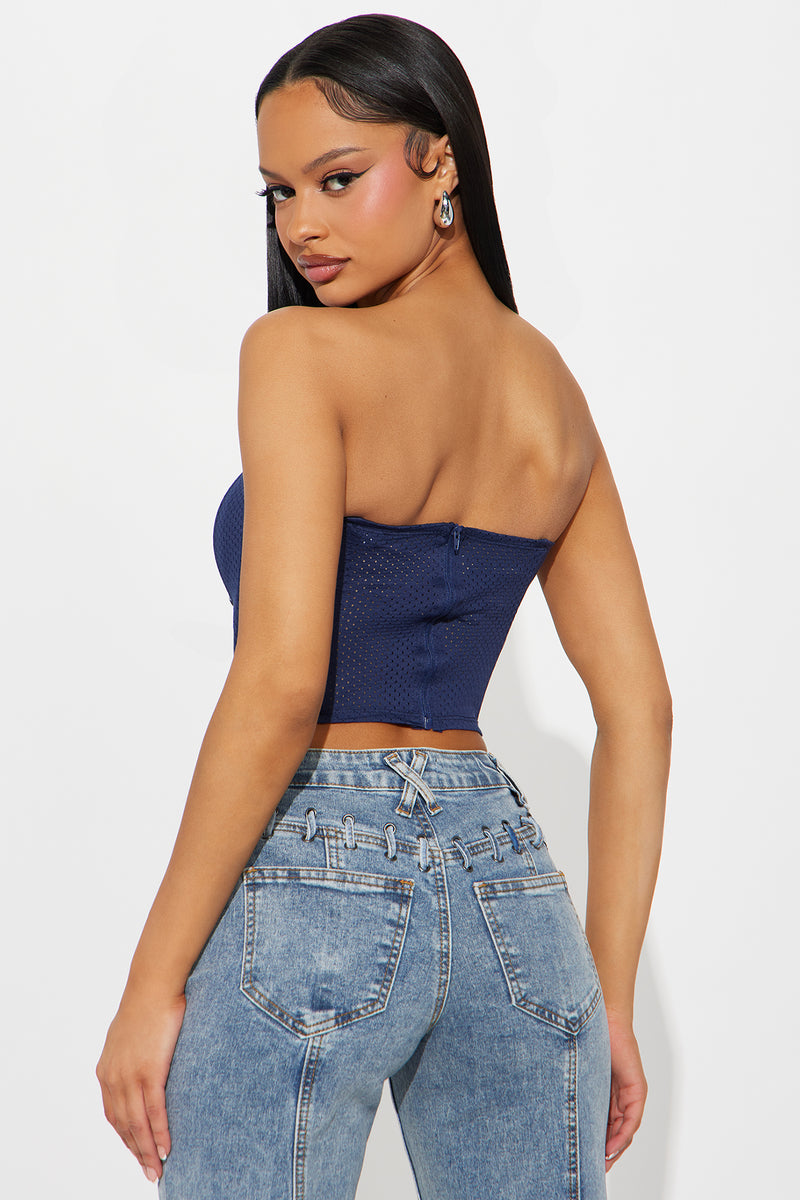 Take Notes Jersey Corset Top - Navy