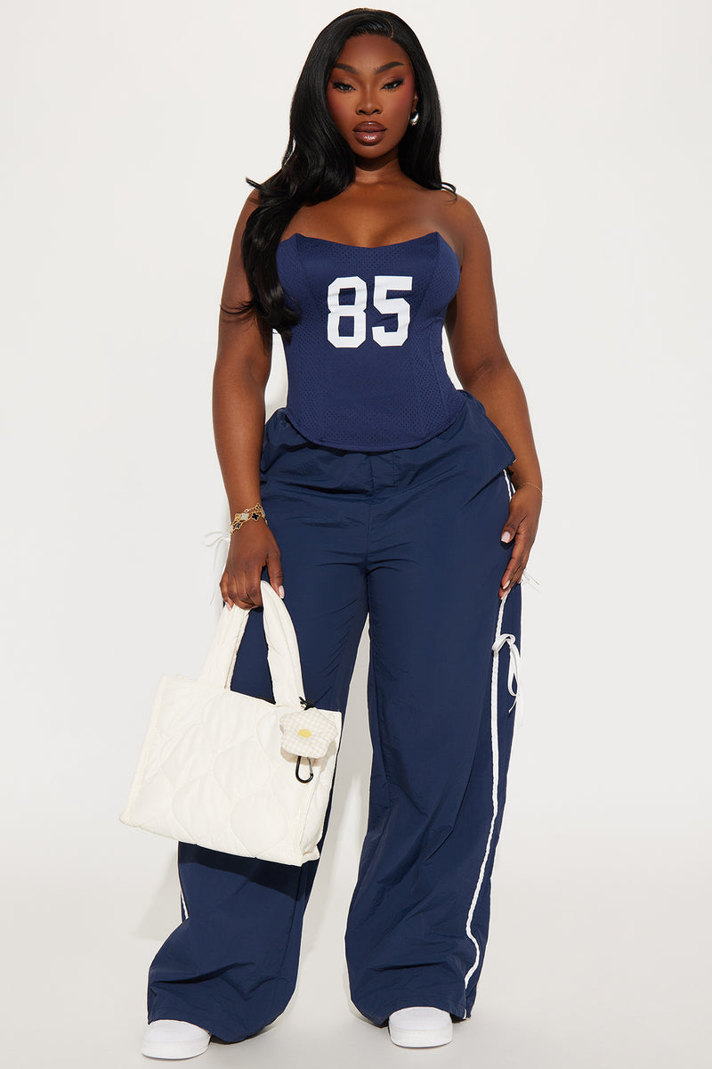 Take Notes Jersey Corset Top - Navy