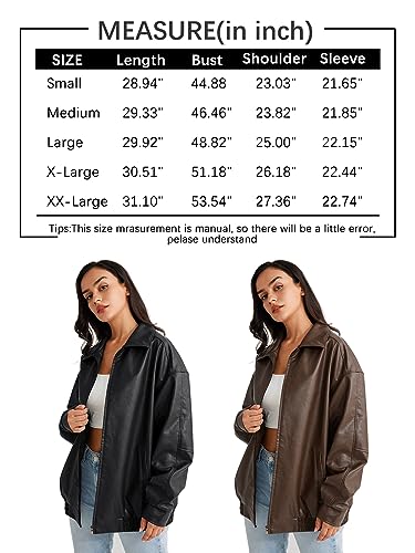 AUTOMET Women's Oversized Jackets, Leather Faux Motorcycle Plus Size Zip Up Sweatshirts 2023 Winter Coats Clothes Dups