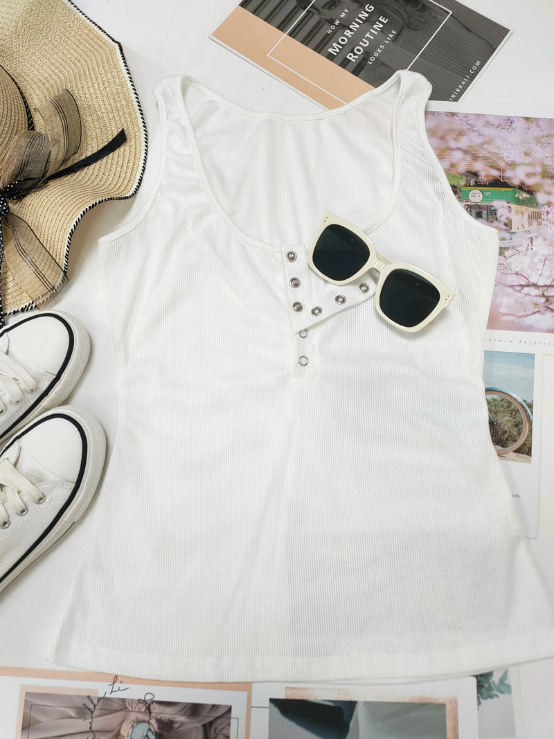 tank top plus size women 2024 new button sling summer clothing big-breasted Europe US