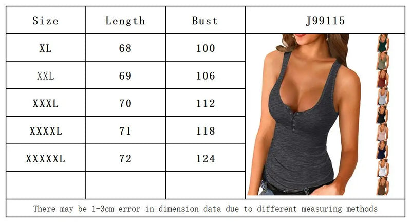 tank top plus size women 2024 new button sling summer clothing big-breasted Europe US