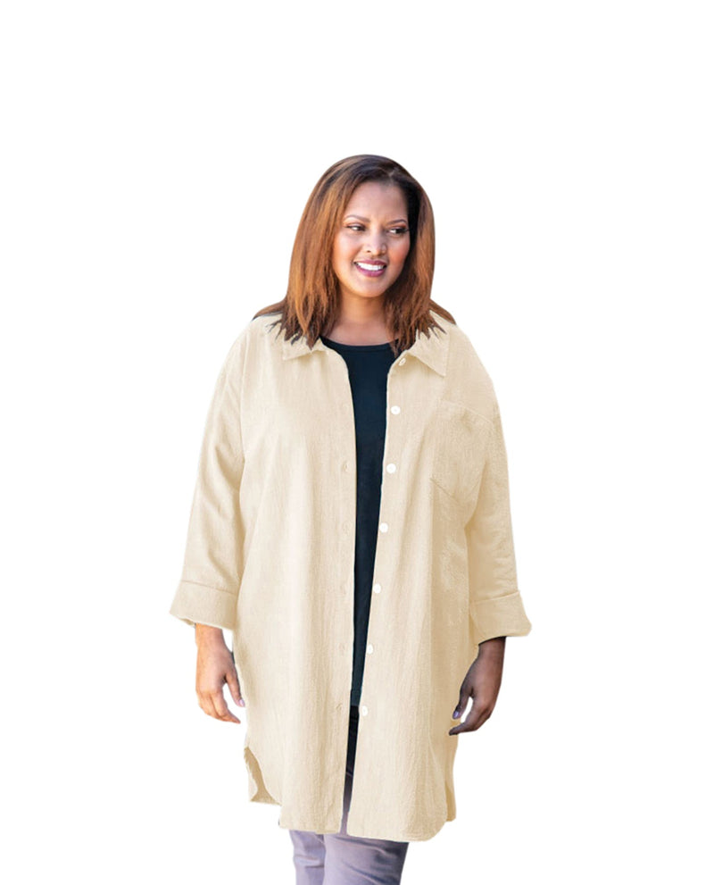 On The Plus Side Cotton Collar Long Sleeve Kendall Plus Size Shirt